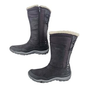 Merrell Womens J02164 Black Leather Waterproof Insulated Winter Boots Size 9.5